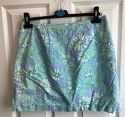 Vintage Lilly Pulitzer Rockin Lobster Blue Floral Print Skirt Size 6