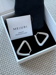 Sterling Silver Petra Large Hoops Chunky Triangle Earrings