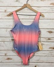 NWT Cabana del Sol Pink Purple One Piece Swimsuit - Large