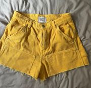 Yellow Corduroy Cargo Shorts