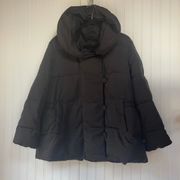 Eloquii Women's Black Button Down Puffer Jacket Plus Size 14/16