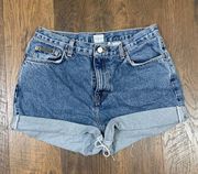 Calvin Klein Vintage Double Stone Wash Classic 5 Pocket  Cutoff Jean Shorts