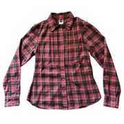 North Face Shirt Womens Small Pink Plaid Button Up