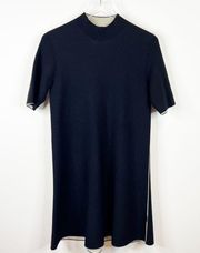 Theory Wool Blend Mini Sweater Dress M Black