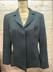 Tahari Arthur Lavine 12p black and blue patterned jacket with snaps (2059)