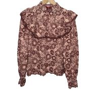 Vici Champagne and Strawberry Lace Floral Top Size M