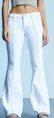 white flared jeans