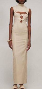 Dress La Robe Palmi Cut-Out Open-Back Wool Maxi Off-White 38 NWT