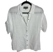 Michael Stars White Gauze Button Up Blouse Size Small