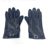 00s NINE WEST Vintage Black Silver Leather Adjustable Gloves