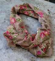 Saachi wool silk blend floral print scarf