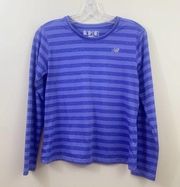 New Balance Lighting Dry Striped Purple Long Sleeve Athletic Top