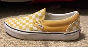 Vans Yellow And White Checkers Slip On