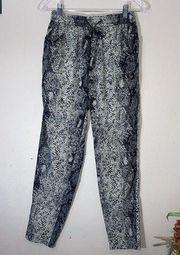 WALTER BAKER PANTS Snakeskin PRINT Soft SIZE XS Tapered Joggers Drawstring Waist