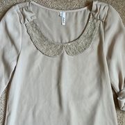 Studio Y Beaded Collar Flowy Blouse    Size XS