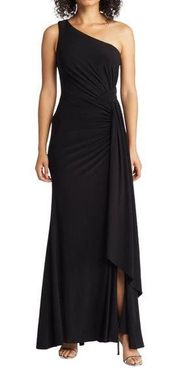 Vince Camuto Black One-Shoulder Pleated Waist Gown 6 NWOT