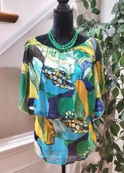 Jonathan Martin Women Multicolor Polyester Boat Neck Short Sleeve Shirt Size P/L