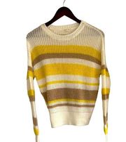 Copper key large, striped yellow, tan cream sweater women’s small