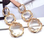 18K Gold Plated & Clear Lucite Statement Earrings