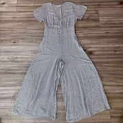 O'Neill Women's Gray & White Wide Legs Cropped Length Jumpsuit Size Small