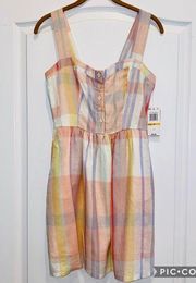 Copper Key Sweetheart Neckline Pastel Plaid Sundress Size Small NWT