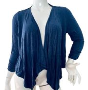 Women's Large Open Cardigan Sleeves   3/4 Blue Navy