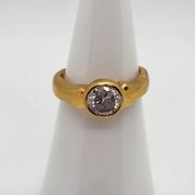 Château d'Argent Gold Tone & CZ Solitaire Ring (5.75)