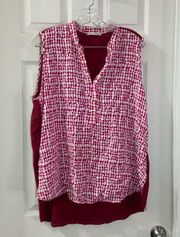 Femme by Tresics Pink V Neck Sleeveless Blouse 3X