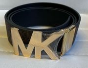 MK Monogram Gold Buckle Reversible Belt Brown Print/black NEW