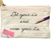 Kate Spade dot your i’s and cross your t’s canvas pencil pouch cosmetic bag