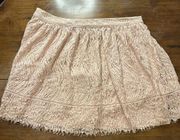 Xhilaration Pink Lace Floral A Line Knee Length Skirt Women’s XL