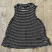 See You Monday Black White Striped High Neck Tank Top Summer Light Weight S