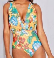 ModCloth Tropical Floral One Piece Swimsuit Size Small