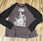 RIPPLE JUNCTION | Jimi Hendrix Baseball Tee Long Sleeve Gray Black Graphic | XL