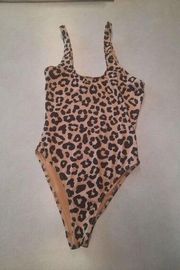 Pink Lily Small Waves of Memories Animal Print One Shoulder Cut Out Swimsuit