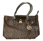 Mia K Farrow Brown Konya M Signature Tote