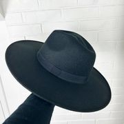 Lulus Black Wide Brim Fedora Hat OS