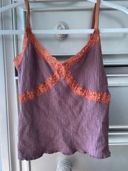 Brown Lace Tank Top