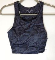 Anthropologie All Fenix Sports Bra Snakeskin Long Sports Bra in Navy Sz M BNWT