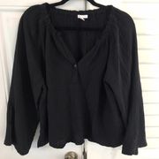 Johnny Was Calme black gauze slightly cropped oversized fit top size XL