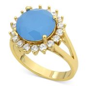 Charter Club Pave & Crystal Halo Ring in Gold/Blue Size 8 MSRP $30 NWT