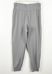 HALARA Gray Nylon Elastic Pull On Waist High Rise Joggers, Size Small