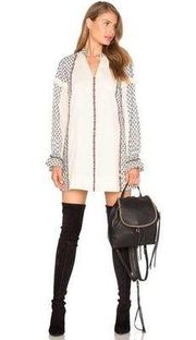 Tularosa Arabella Embroidered Cream Fringe Long Sleeve Tunic Dress XS