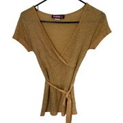 Gold Wrap-Style Shirt y2k