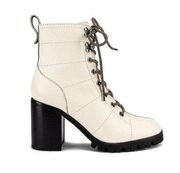 Paige Christie Lace Up block heel ankle bootie in White Size 6