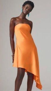 Strapless Asymmetrical Orange Dress