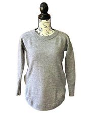 womens wool gray side zip pullover tunic sweater heavyweight XS prep