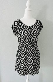 Pink Rose - Tribal Black & White Dress - Size Large