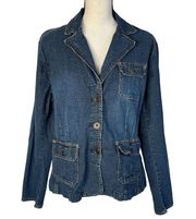 St John's Bay X-Large Denim Jean Jacket Button-Up Pockets Collared Blue Womens