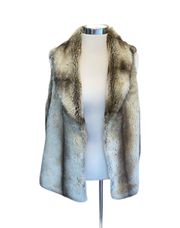 vest faux fur open front fold down collar lined size large